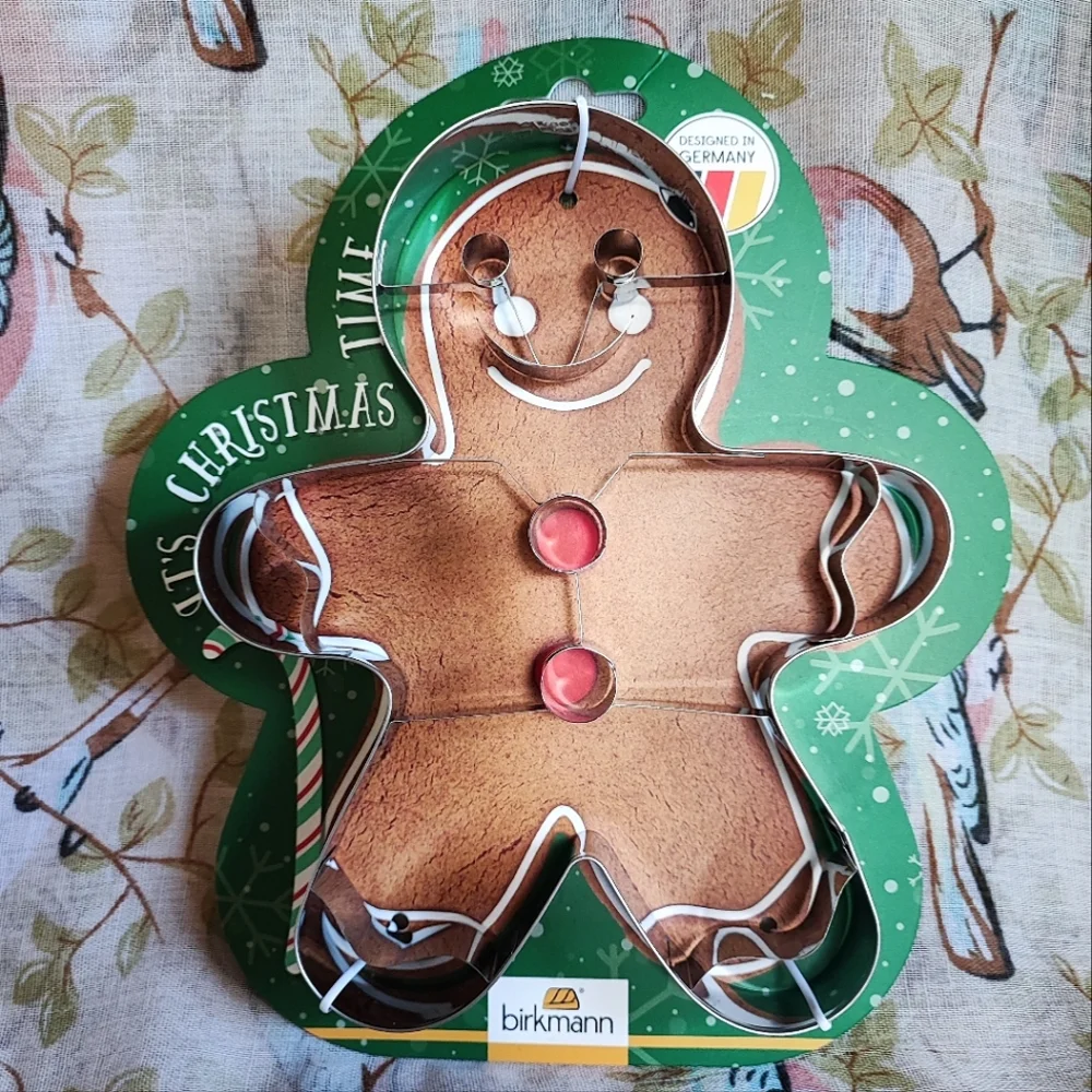 2 Birkmann Bakeshop Gingerbread Man Lady Girl Oversized Christmas Cookie Cutters